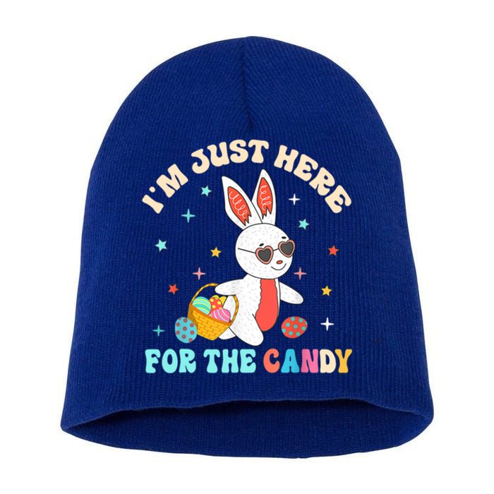 Funny Easter Bunny I'm Just Here For Easter Candy Short Acrylic Beanie