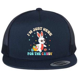 Funny Easter Bunny I'm Just Here For Easter Candy Flat Bill Trucker Hat