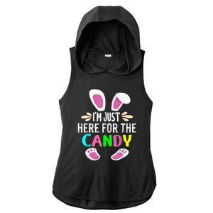 Funny Easter Bunny I'm Just Here For Easter Candy Ladies PosiCharge Tri-Blend Wicking Draft Hoodie Tank