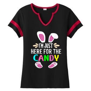 Funny Easter Bunny I'm Just Here For Easter Candy Ladies Halftime Notch Neck Tee