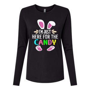 Funny Easter Bunny I'm Just Here For Easter Candy Womens Cotton Relaxed Long Sleeve T-Shirt