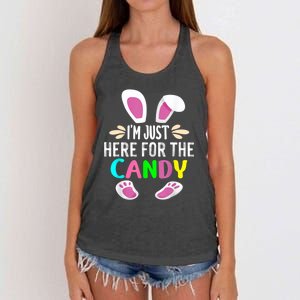 Funny Easter Bunny I'm Just Here For Easter Candy Women's Knotted Racerback Tank