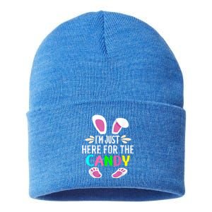 Funny Easter Bunny I'm Just Here For Easter Candy Sustainable Knit Beanie