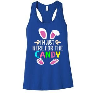 Funny Easter Bunny I'm Just Here For Easter Candy Women's Racerback Tank