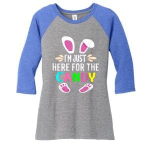 Funny Easter Bunny I'm Just Here For Easter Candy Women's Tri-Blend 3/4-Sleeve Raglan Shirt