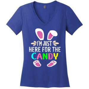 Funny Easter Bunny I'm Just Here For Easter Candy Women's V-Neck T-Shirt