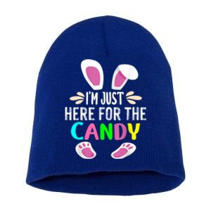 Funny Easter Bunny I'm Just Here For Easter Candy Short Acrylic Beanie