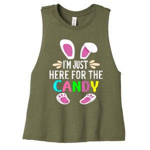 Funny Easter Bunny I'm Just Here For Easter Candy Women's Racerback Cropped Tank