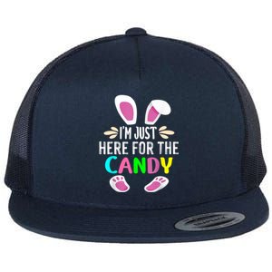 Funny Easter Bunny I'm Just Here For Easter Candy Flat Bill Trucker Hat