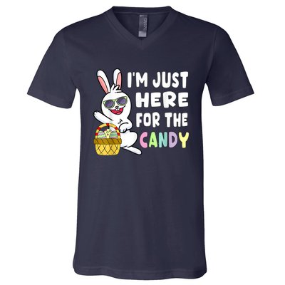 Funny Easter Bunny I'm Just Here For Easter Candy V-Neck T-Shirt