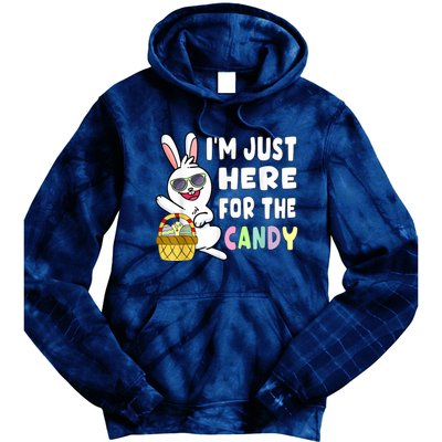 Funny Easter Bunny I'm Just Here For Easter Candy Tie Dye Hoodie