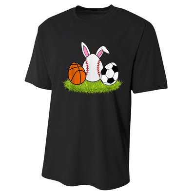 Funny Easter Baseball Basketball Soccer Bunnies Rabbit Performance Sprint T-Shirt