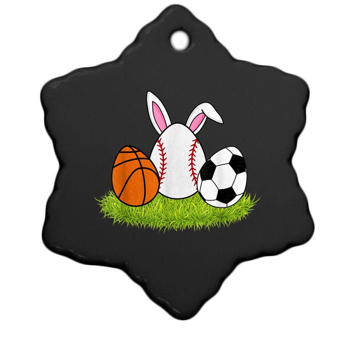 Funny Easter Baseball Basketball Soccer Bunnies Rabbit Ceramic Star Ornament