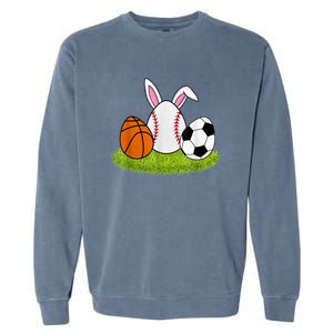 Funny Easter Baseball Basketball Soccer Bunnies Rabbit Garment-Dyed Sweatshirt