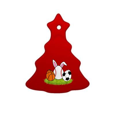 Funny Easter Baseball Basketball Soccer Bunnies Rabbit Ceramic Tree Ornament