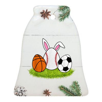 Funny Easter Baseball Basketball Soccer Bunnies Rabbit Ceramic Bell Ornament