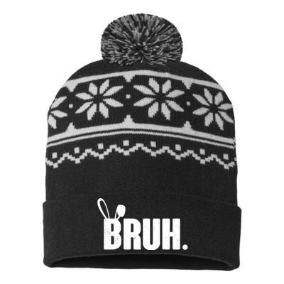 Funny Easter Bruh Bunny Rabbit Ears USA-Made Snowflake Beanie