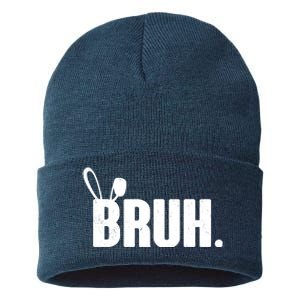 Funny Easter Bruh Bunny Rabbit Ears Sustainable Knit Beanie