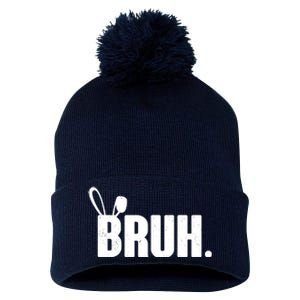 Funny Easter Bruh Bunny Rabbit Ears Pom Pom 12in Knit Beanie