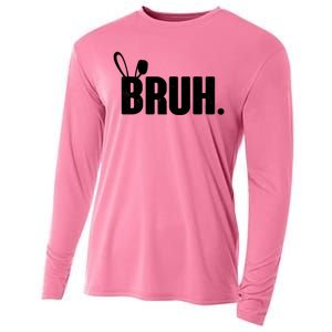 Funny Easter Bruh Bunny Rabbit Ears Cooling Performance Long Sleeve Crew