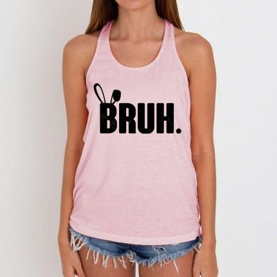 Funny Easter Bruh Bunny Rabbit Ears Women's Knotted Racerback Tank