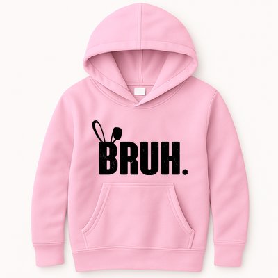 Funny Easter Bruh Bunny Rabbit Ears Kids Hoodie