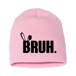 Funny Easter Bruh Bunny Rabbit Ears Short Acrylic Beanie