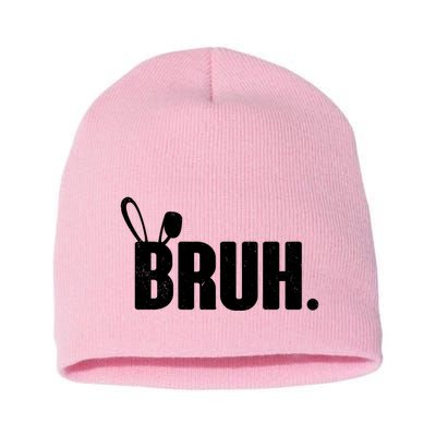 Funny Easter Bruh Bunny Rabbit Ears Short Acrylic Beanie