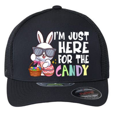 Funny Easter Bunny I'm Just Here For Easter Candy Flexfit Unipanel Trucker Cap