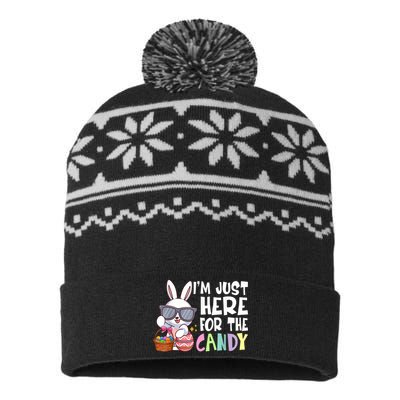 Funny Easter Bunny I'm Just Here For Easter Candy USA-Made Snowflake Beanie