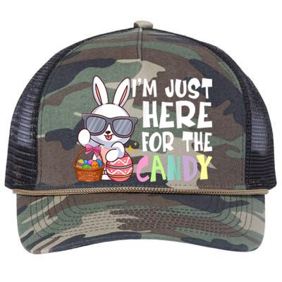 Funny Easter Bunny I'm Just Here For Easter Candy Retro Rope Trucker Hat Cap