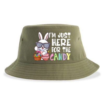 Funny Easter Bunny I'm Just Here For Easter Candy Sustainable Bucket Hat