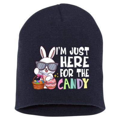 Funny Easter Bunny I'm Just Here For Easter Candy Short Acrylic Beanie