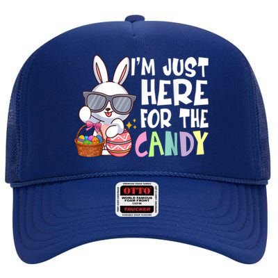 Funny Easter Bunny I'm Just Here For Easter Candy High Crown Mesh Back Trucker Hat