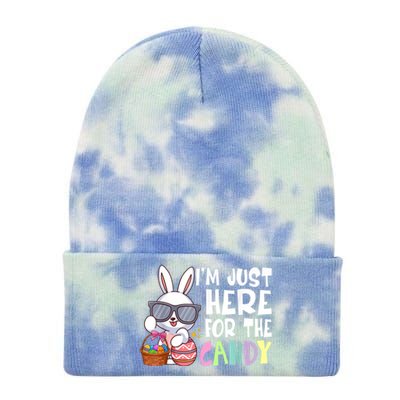 Funny Easter Bunny I'm Just Here For Easter Candy Tie Dye 12in Knit Beanie