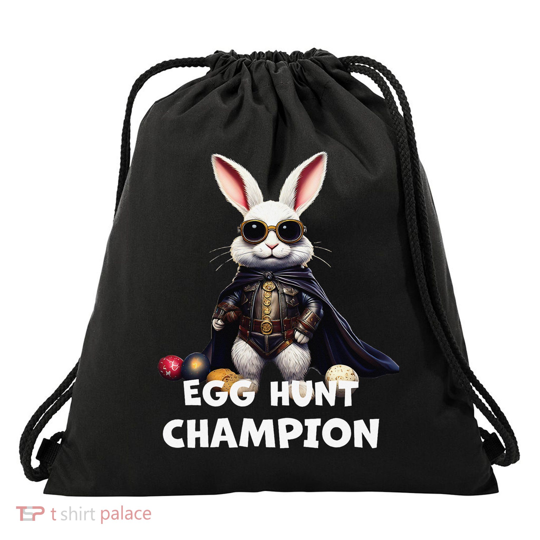 Funny Easter Bunny Egg Hunt Merchandise Drawstring Bag