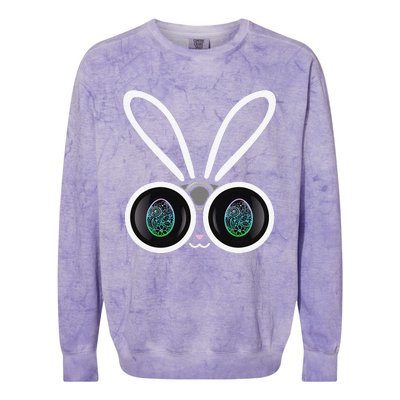 Funny Easter Bunny Egg Hunter With Binoculars Gifts Colorblast Crewneck Sweatshirt