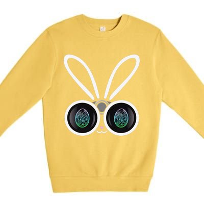 Funny Easter Bunny Egg Hunter With Binoculars Gifts Premium Crewneck Sweatshirt