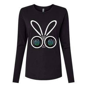 Funny Easter Bunny Egg Hunter With Binoculars Gifts Womens Cotton Relaxed Long Sleeve T-Shirt