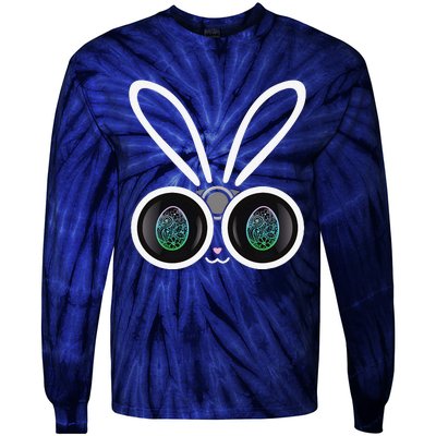 Funny Easter Bunny Egg Hunter With Binoculars Gifts Tie-Dye Long Sleeve Shirt