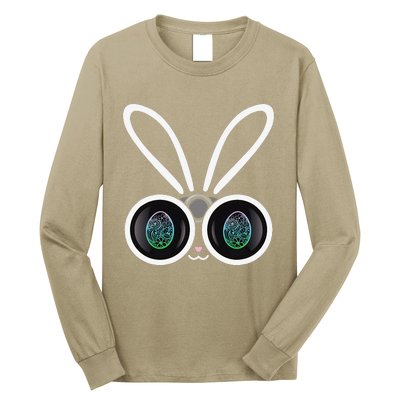 Funny Easter Bunny Egg Hunter With Binoculars Gifts Long Sleeve Shirt