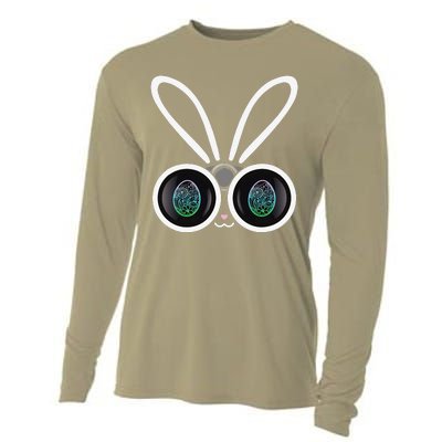 Funny Easter Bunny Egg Hunter With Binoculars Gifts Cooling Performance Long Sleeve Crew