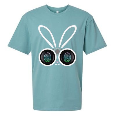 Funny Easter Bunny Egg Hunter With Binoculars Gifts Sueded Cloud Jersey T-Shirt