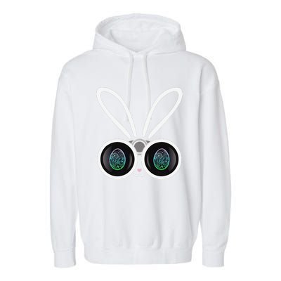 Funny Easter Bunny Egg Hunter With Binoculars Gifts Garment-Dyed Fleece Hoodie