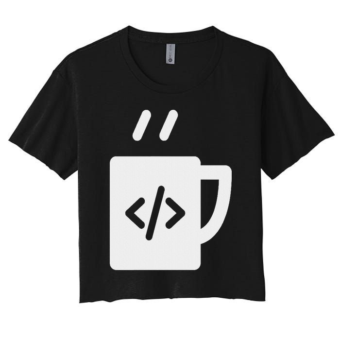 Front End & Back End Co Javascript Code Coffee Developer Programmer Women's Crop Top Tee