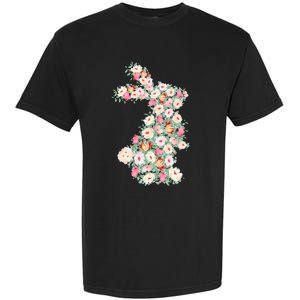 Floral Easter Bunny Easter Rabbit Happy Easter Spring Flower Garment-Dyed Heavyweight T-Shirt