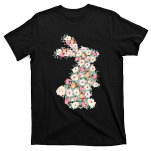 Floral Easter Bunny Easter Rabbit Happy Easter Spring Flower T-Shirt