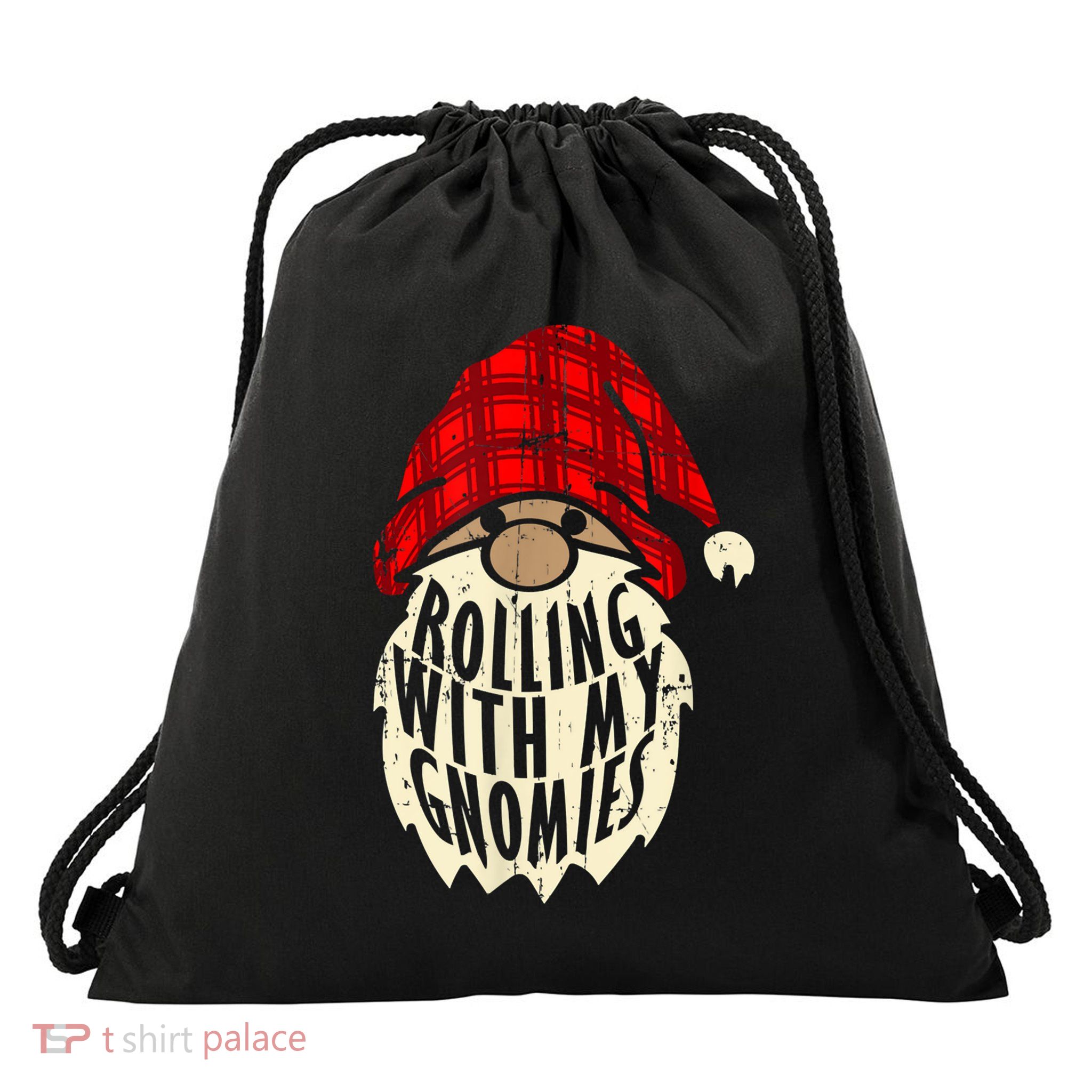 Funny Elf Beard Christmas Gnomies Matching Family Pajamas Drawstring Bag