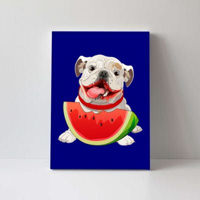 Funny English Bulldog Dog And Watermelon Slice Summer Vacation Gift Canvas