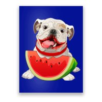 Funny English Bulldog Dog And Watermelon Slice Summer Vacation Gift Poster